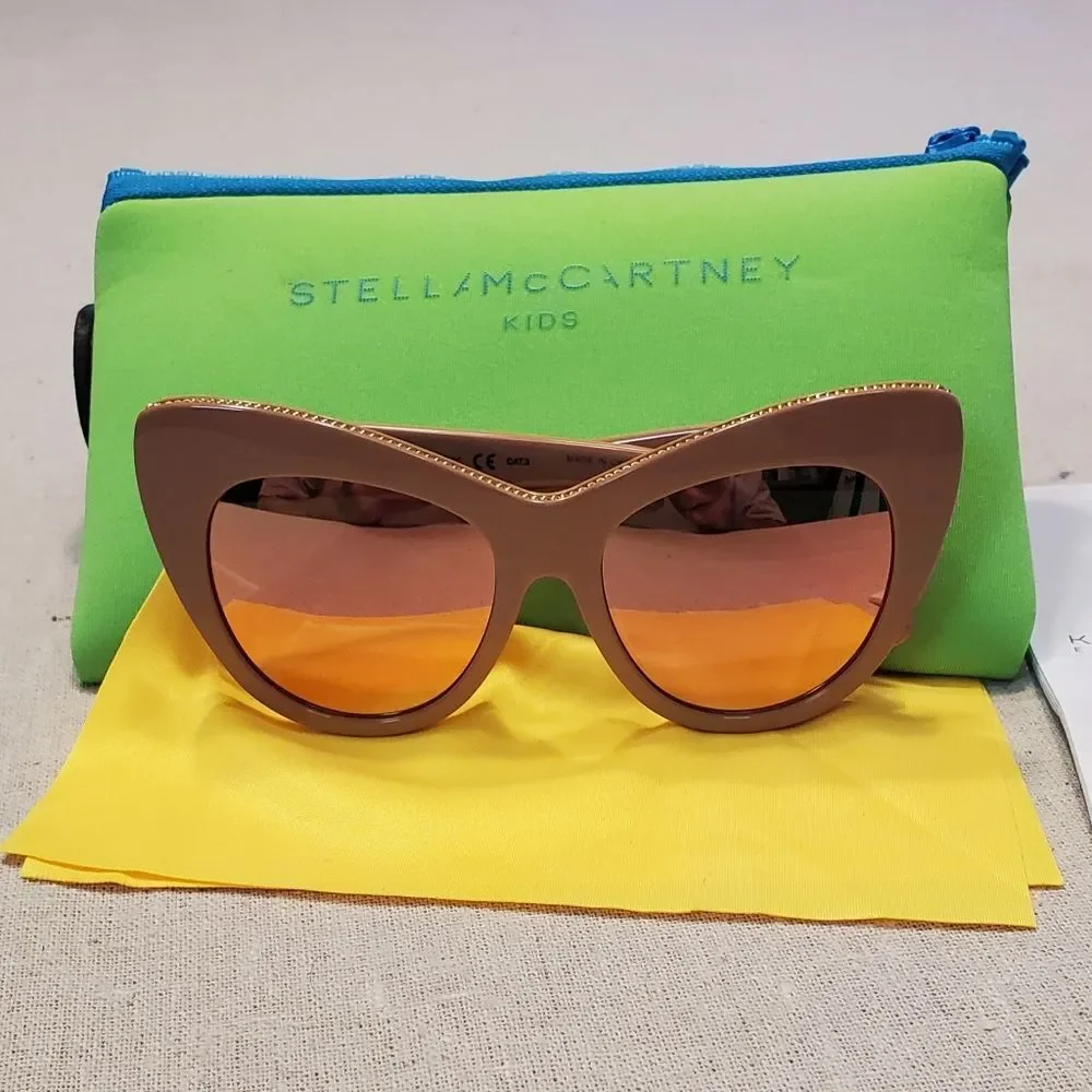 Stella McCartney Kids Pink Cat Eye Mirror Sunglasses SK0001S003